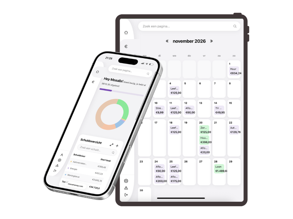 Schulden aflossen met MosaMoney via mobiel of tablet